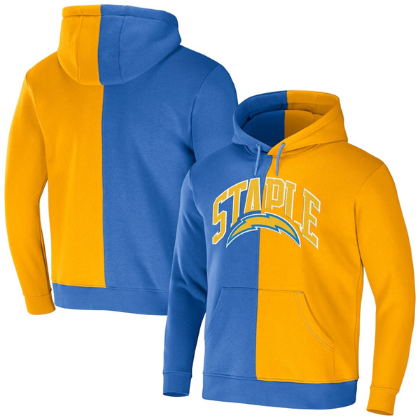 Men's Los Angeles Chargers Blue/Gold Split Logo Pullover Hoodie